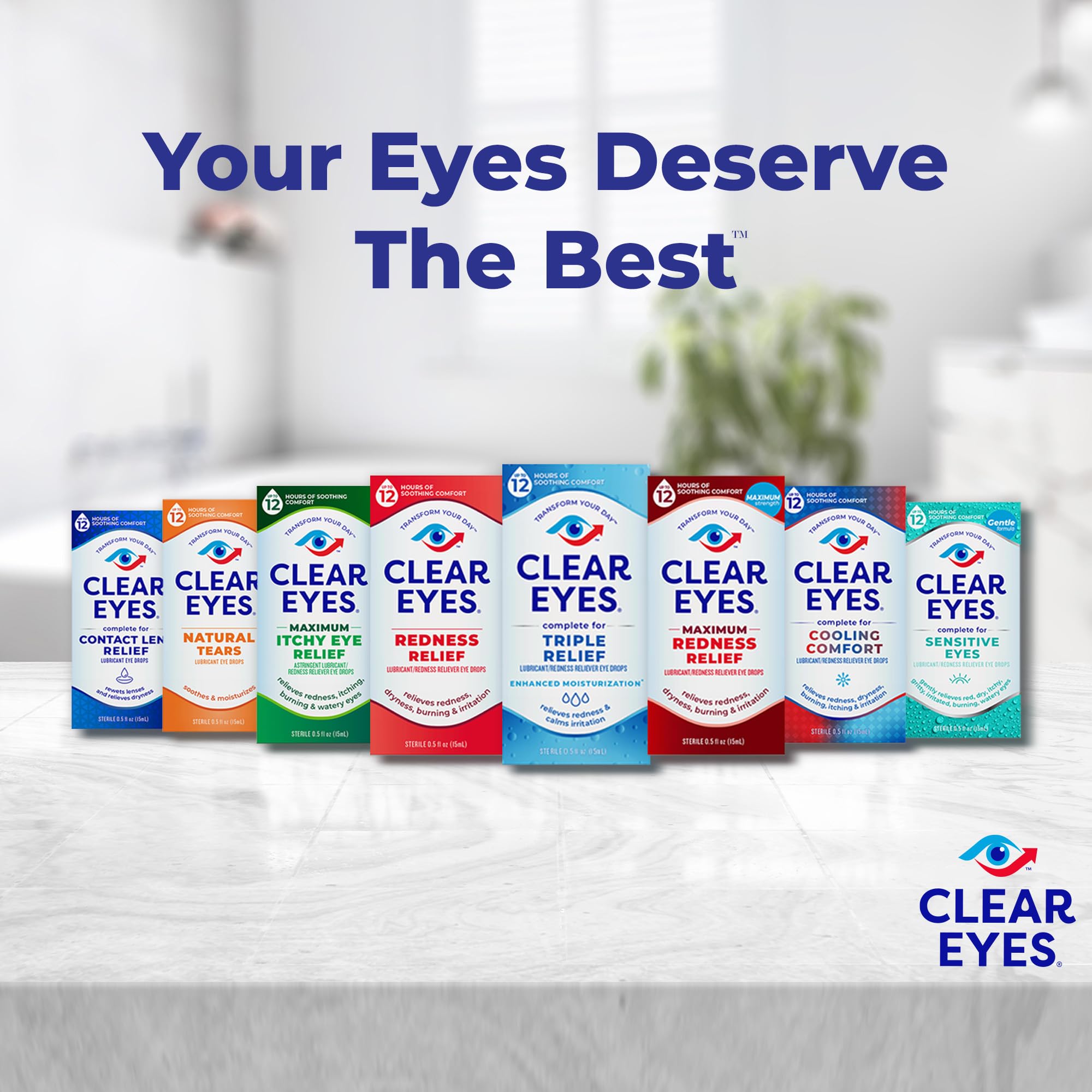Relief for dry irritated eyes with Clear Eyes Eye Drops