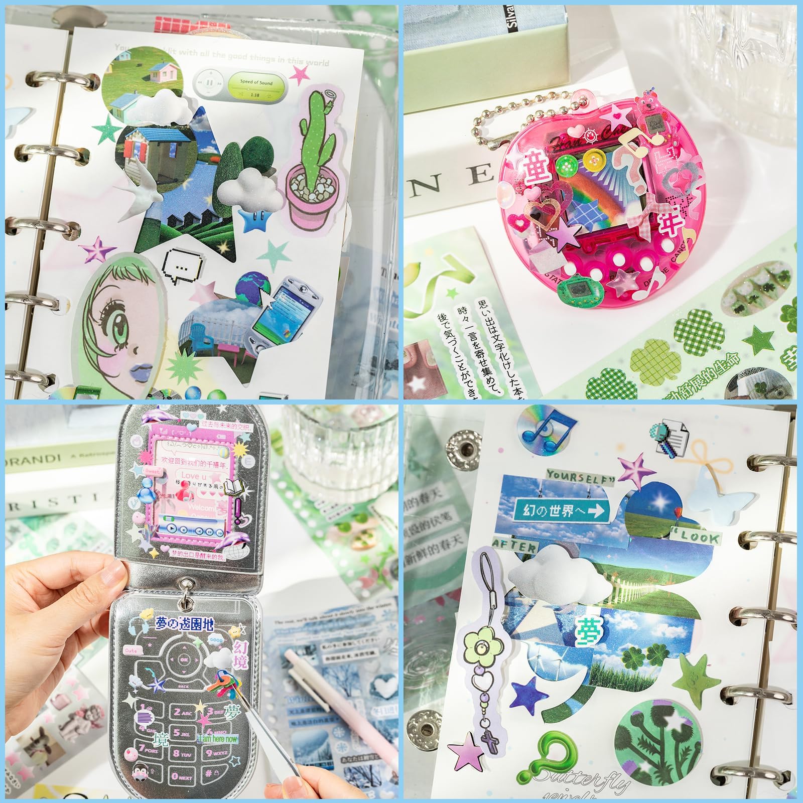 Copperplate paper sticker set with repositionable adhesive