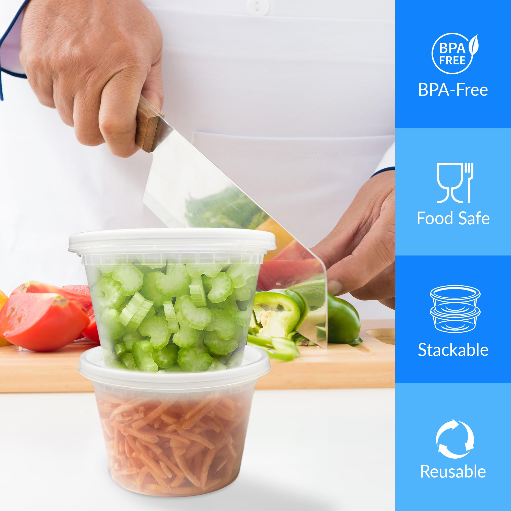 Stackable clear deli containers for meal prep and storage