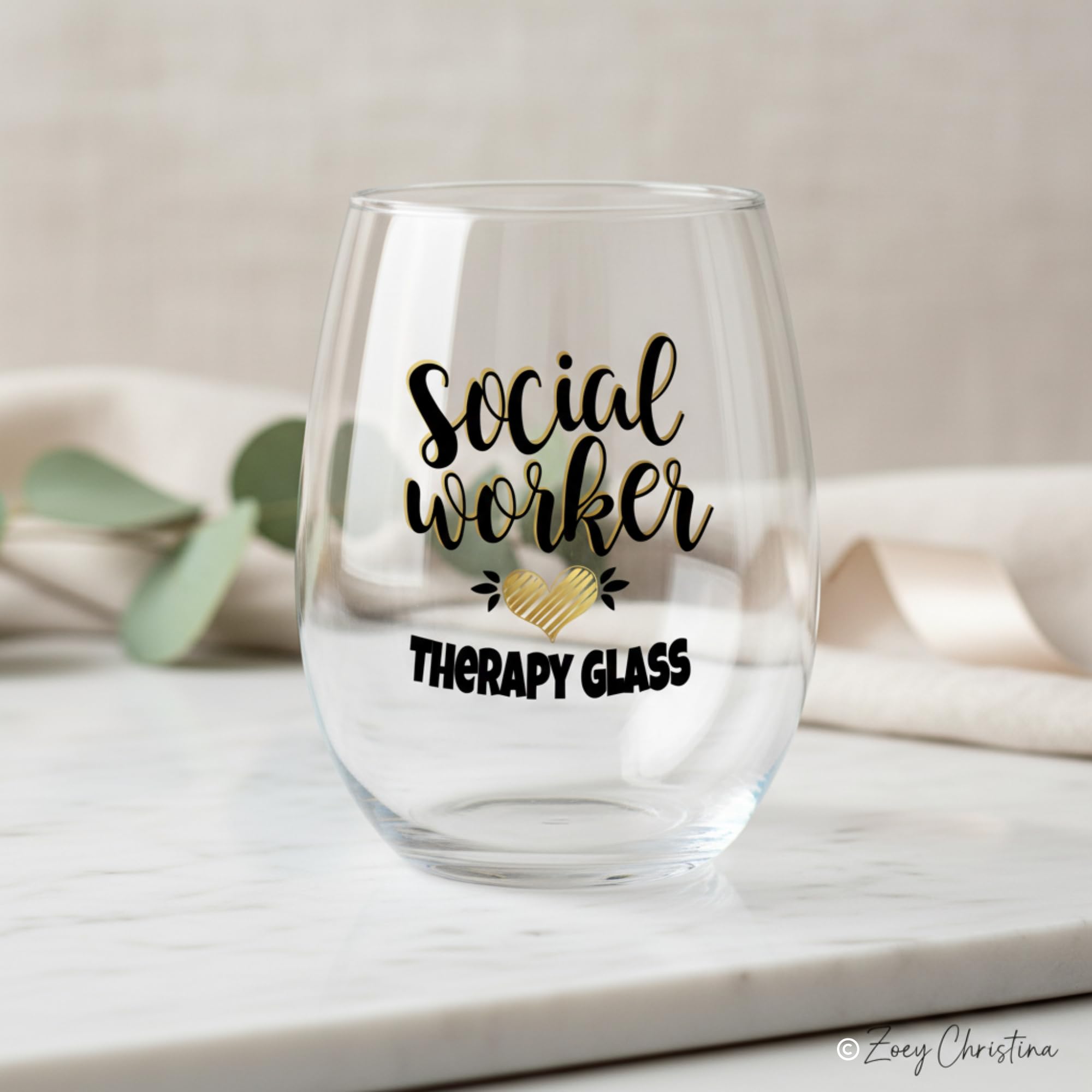 18 oz capacity stemless wine glass on desk setup