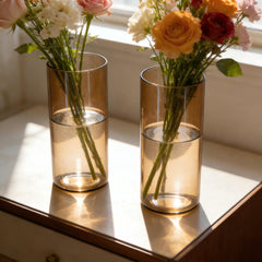 Twelve piece clear glass cylinder vase set