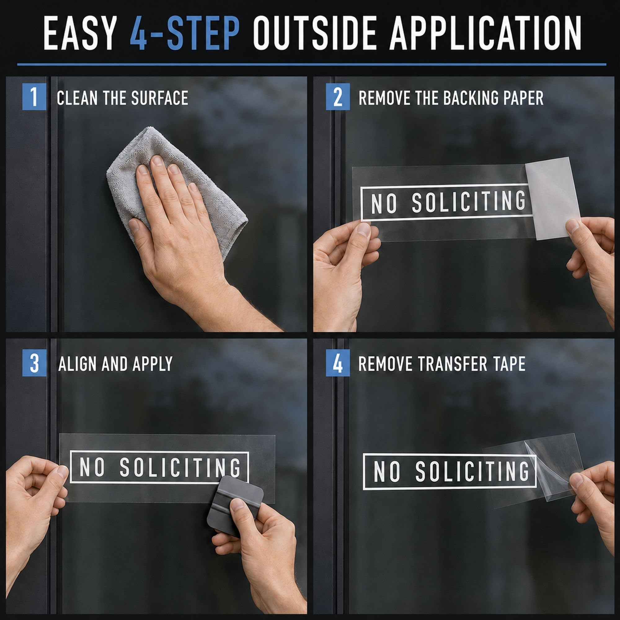 Clear glass decal notice for door entry