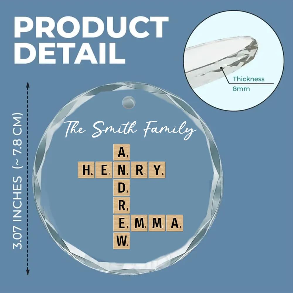 Personalized glass ornament for family Christmas gift