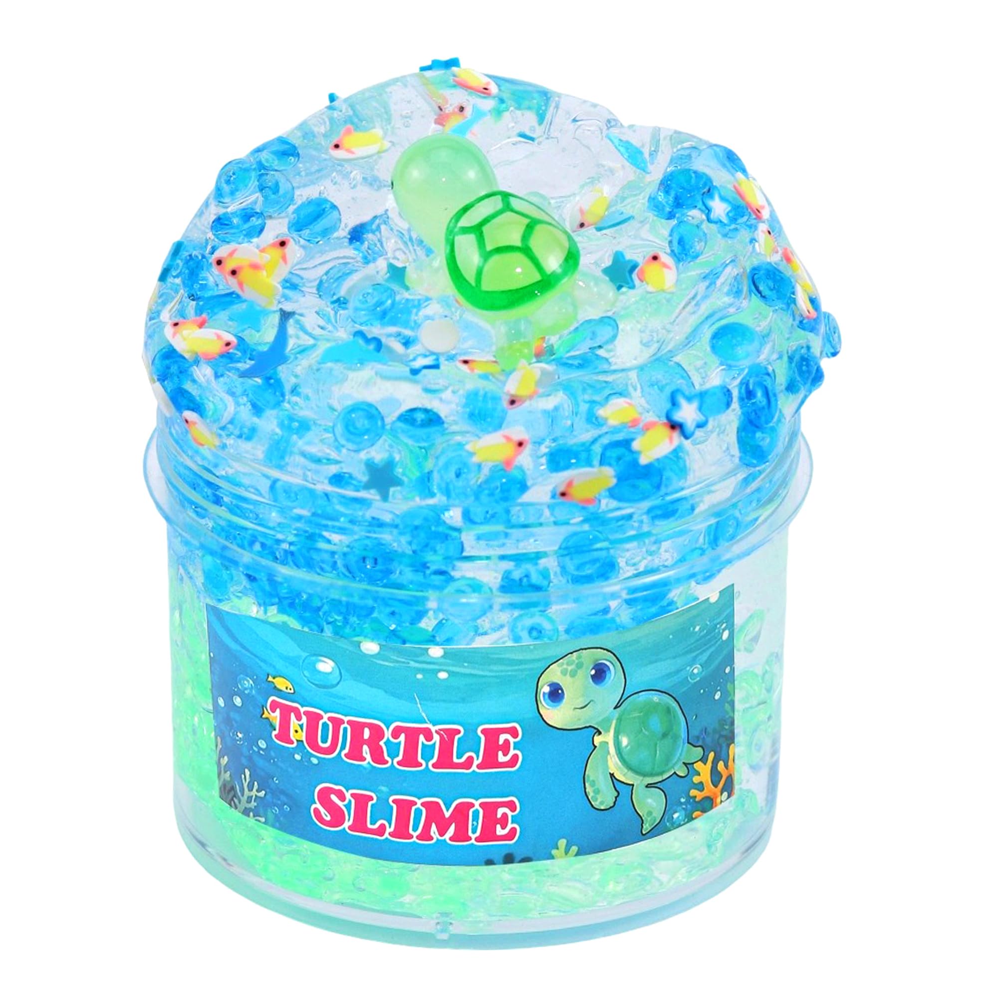 Clear Glitter Slime Kit with Little Turtle Toy front view