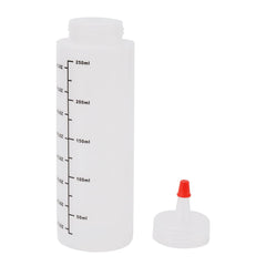Transparent 8 oz bottle showing black scale design
