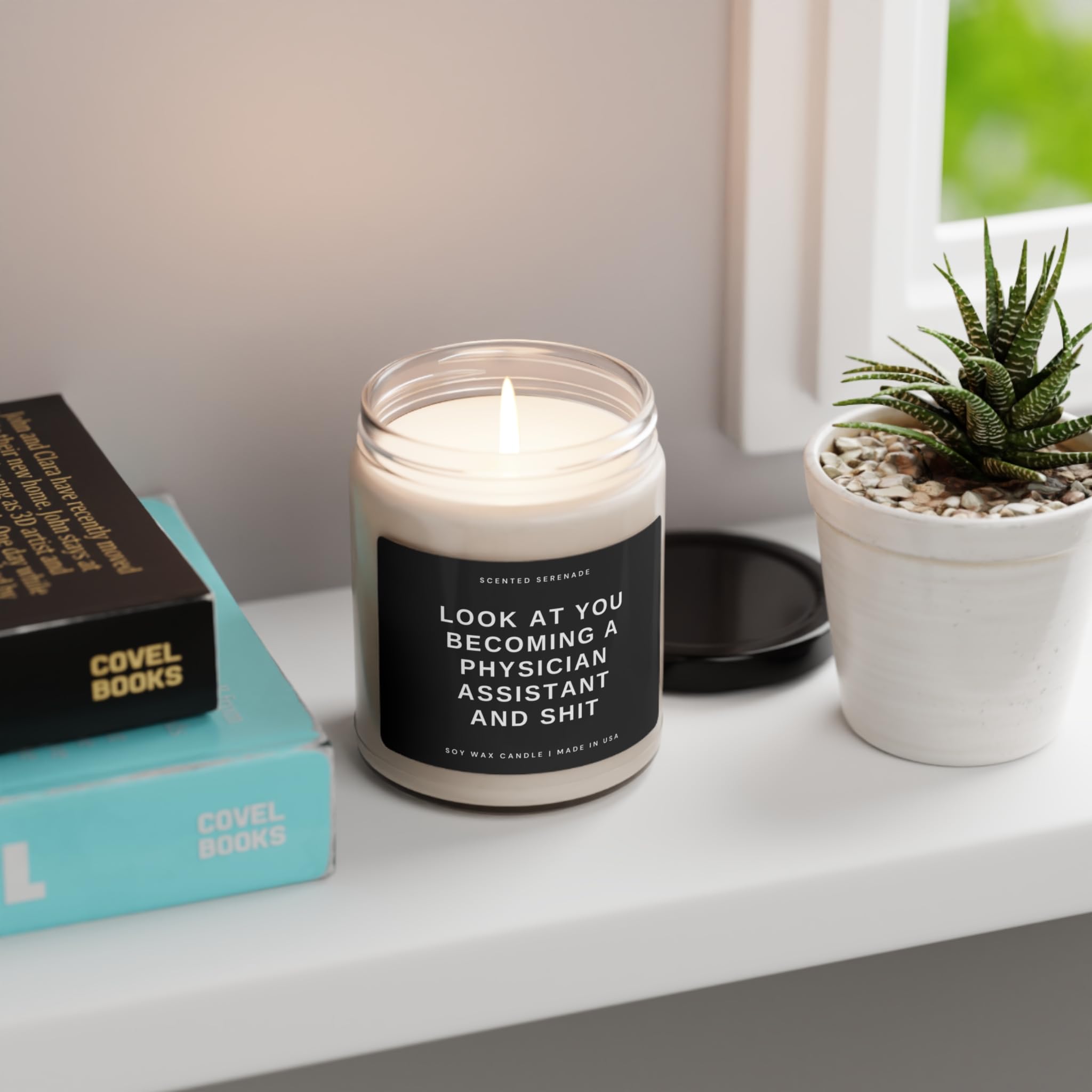 9oz clear jar candle with black lid reusable