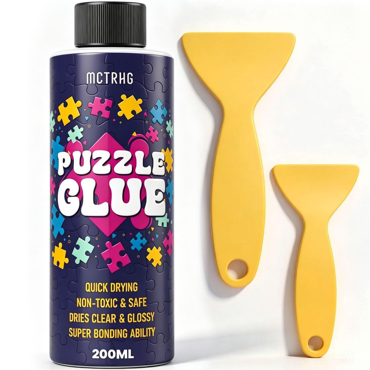 Clear jigsaw puzzle glue 200mL with applicators