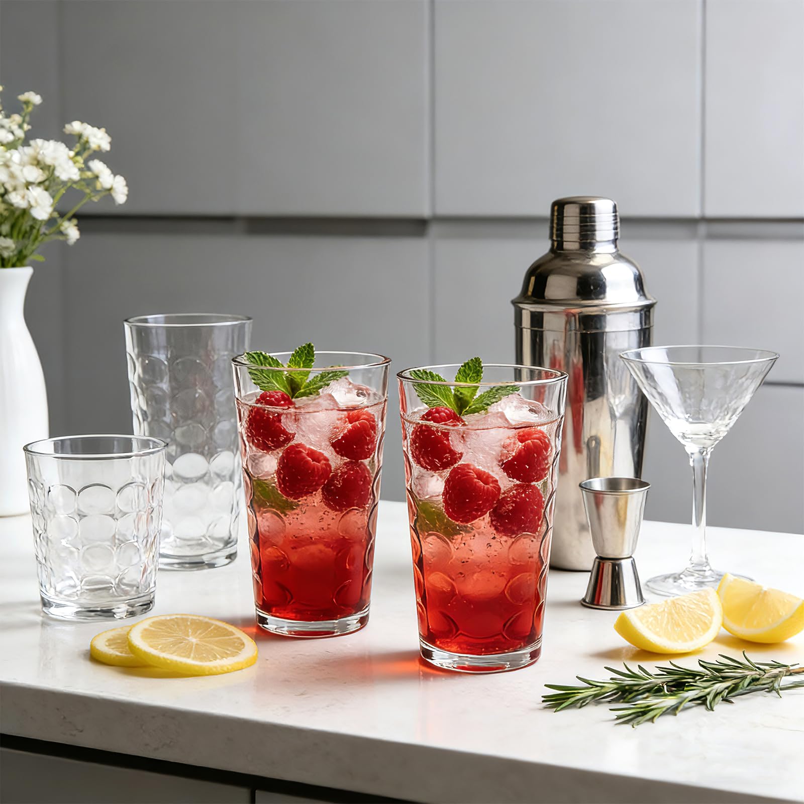 Lead-free crystal clear glassware for home bar