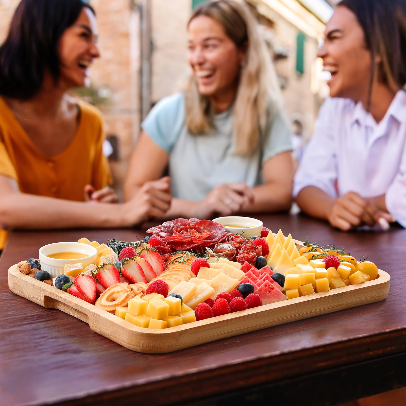 Charcuterie board ideal for picnics and outdoor use
