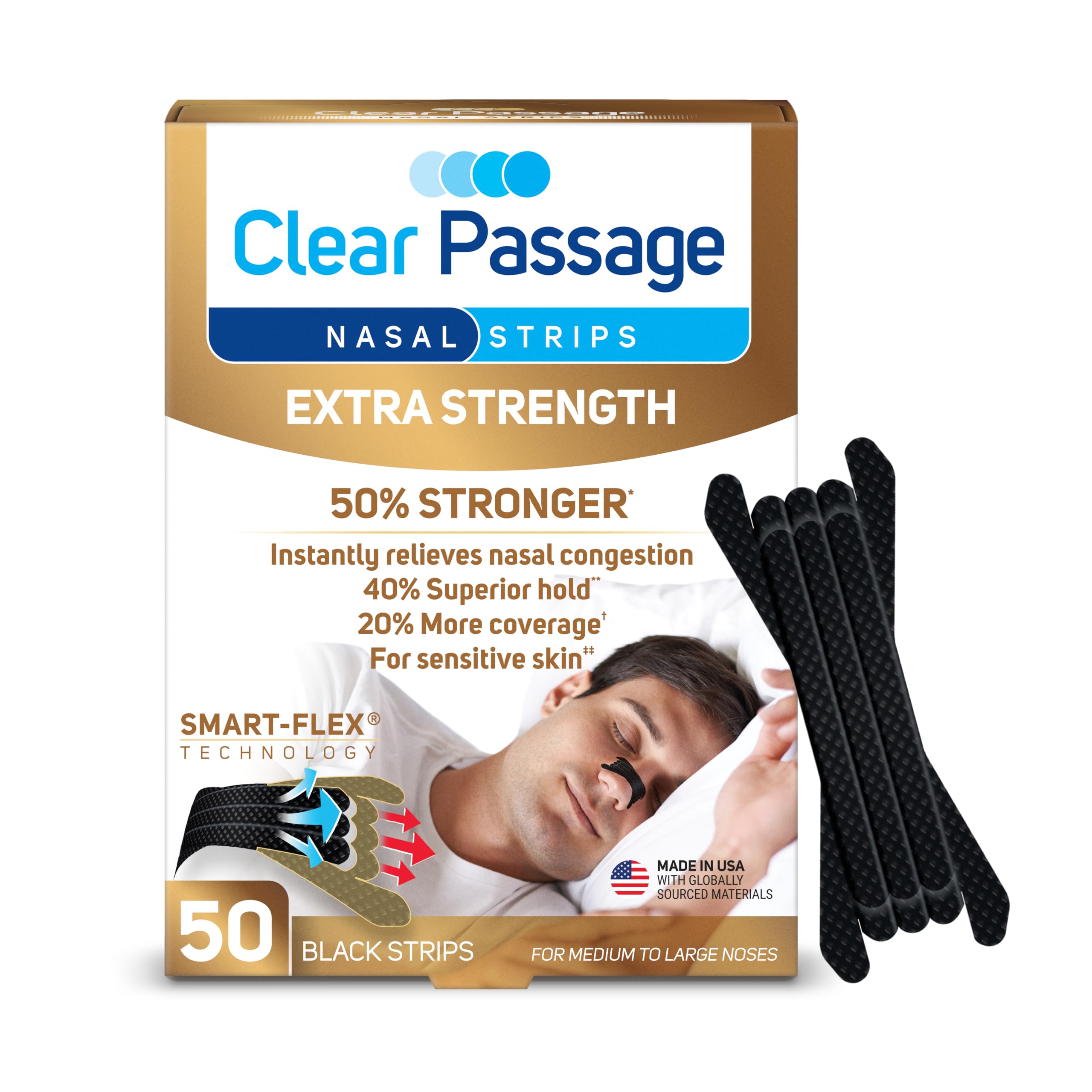 Clear Passage Nasal Strips black extra strength box