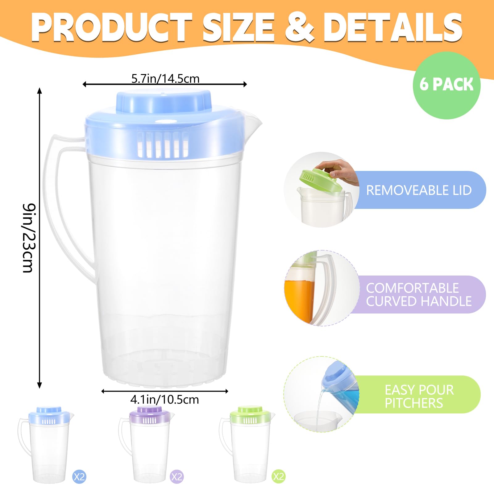 Clear plastic pitcher with snap-on lid and spout