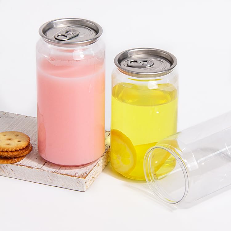 Clear plastic cans with lids 16 oz aluminum lid