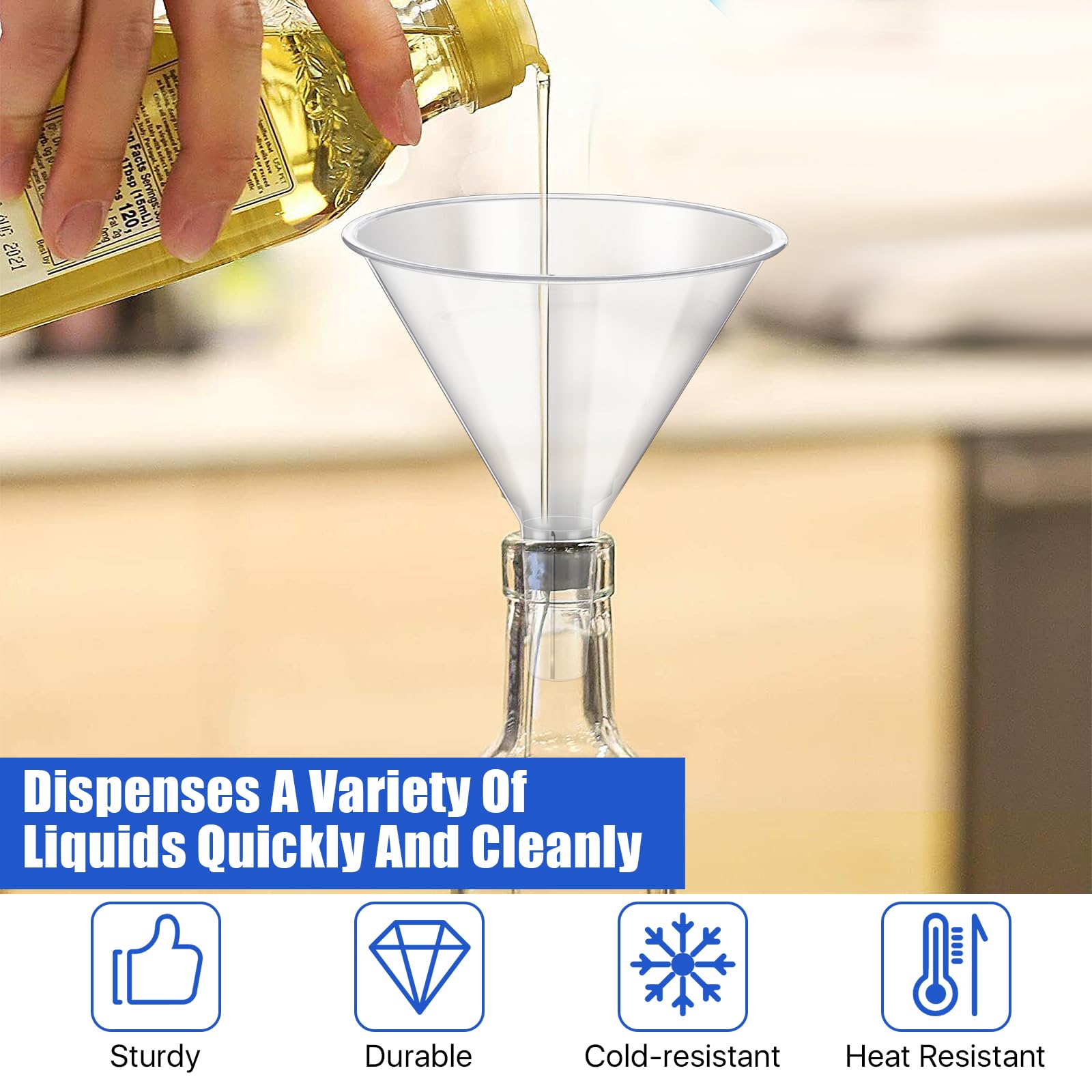 Clear opening funnel for liquids and powders