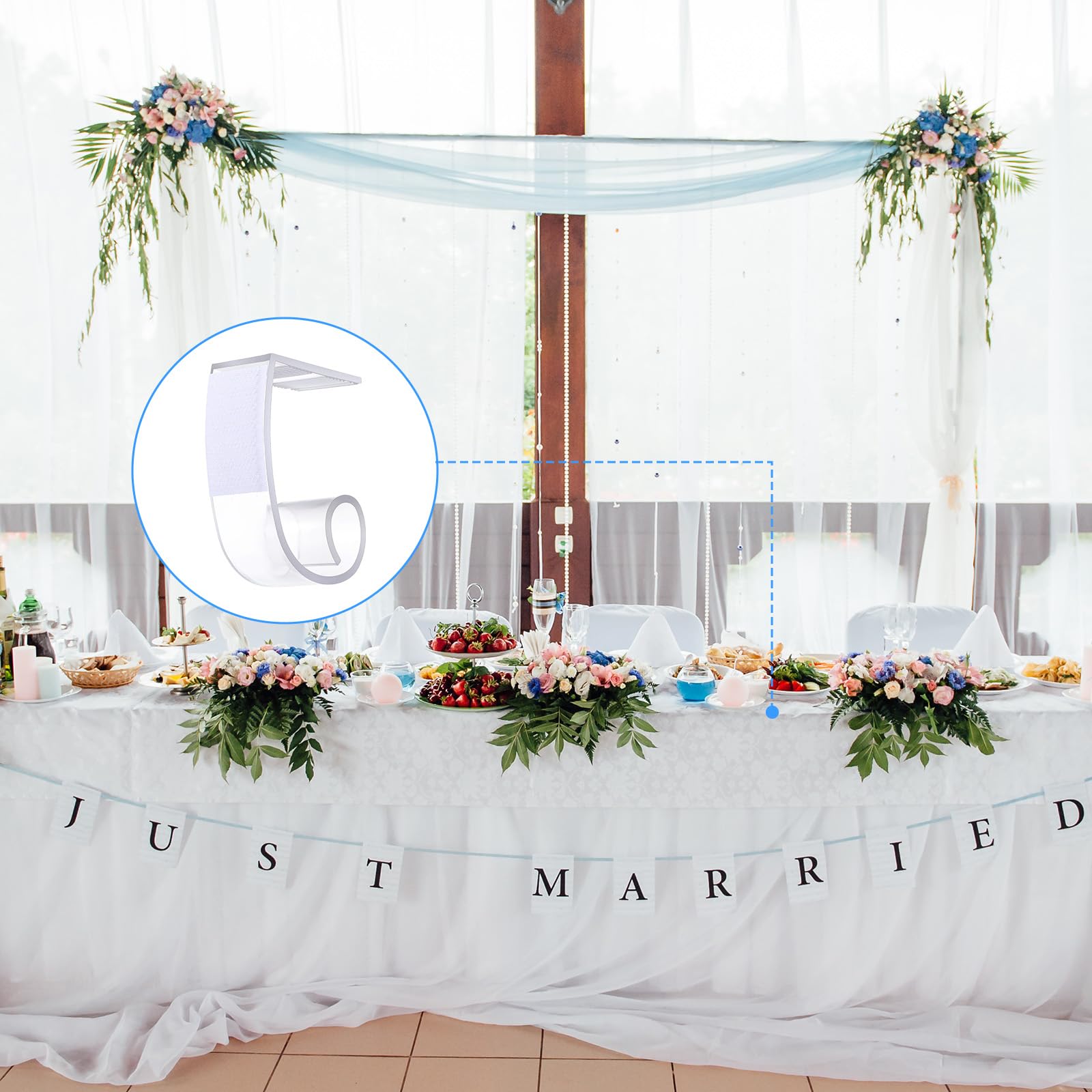 Clear low-profile clip for securing tablecloth on table edges 1.6 to 2.2 inches