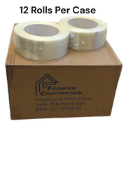 Weather resistant filament tape for indoor and outdoor use