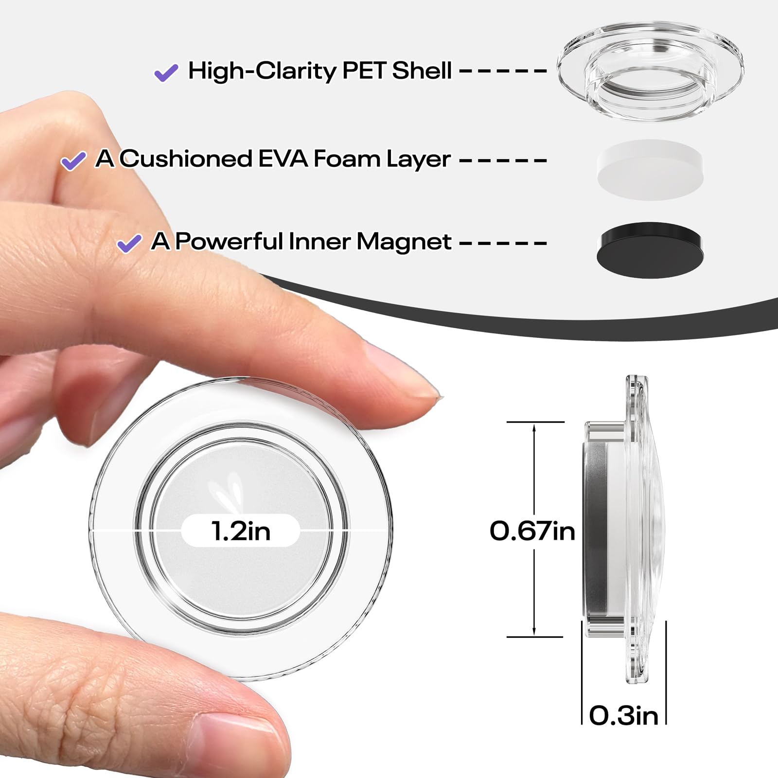 Clear magnets on whiteboard in classroom setting