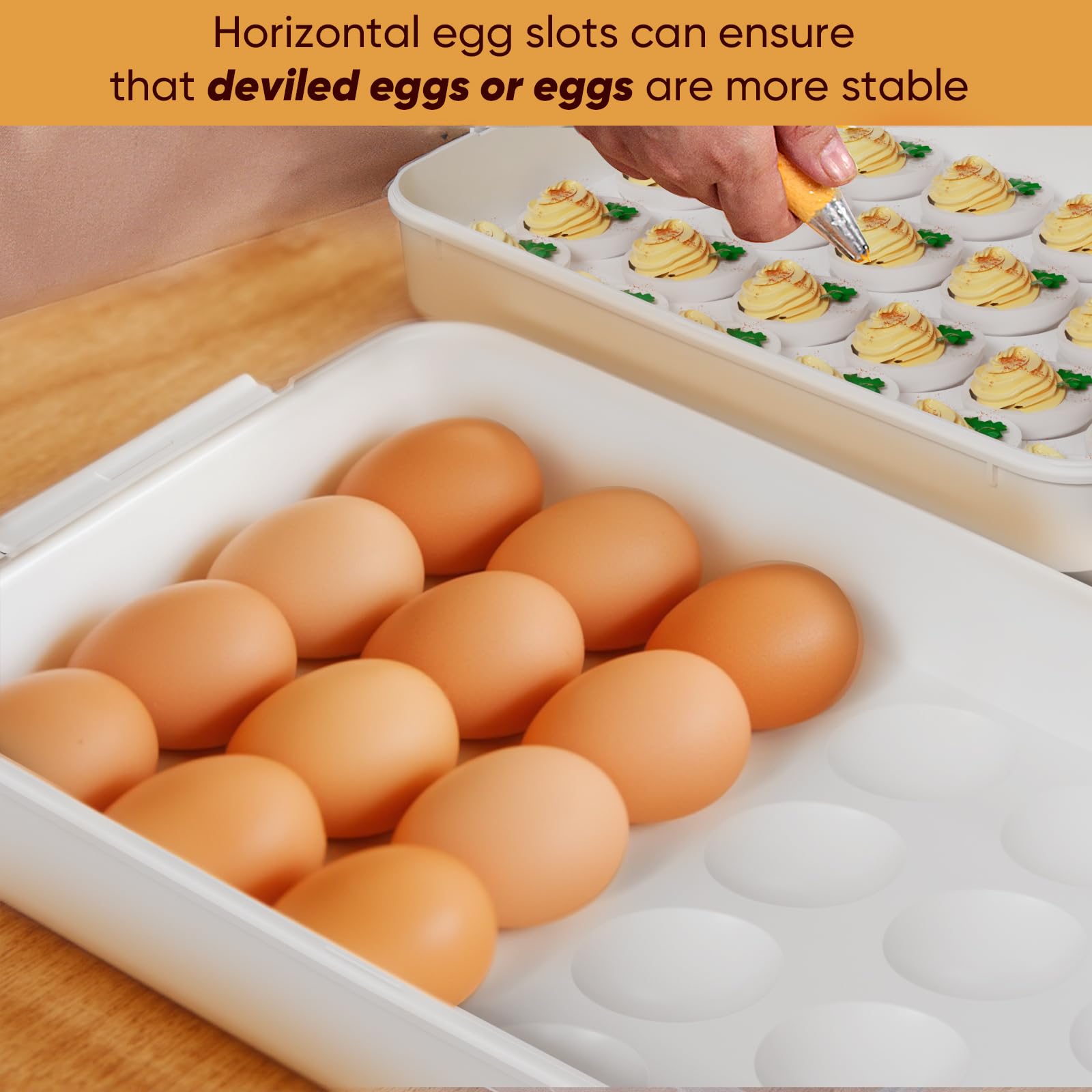 Clear storage egg platter for 48 eggs