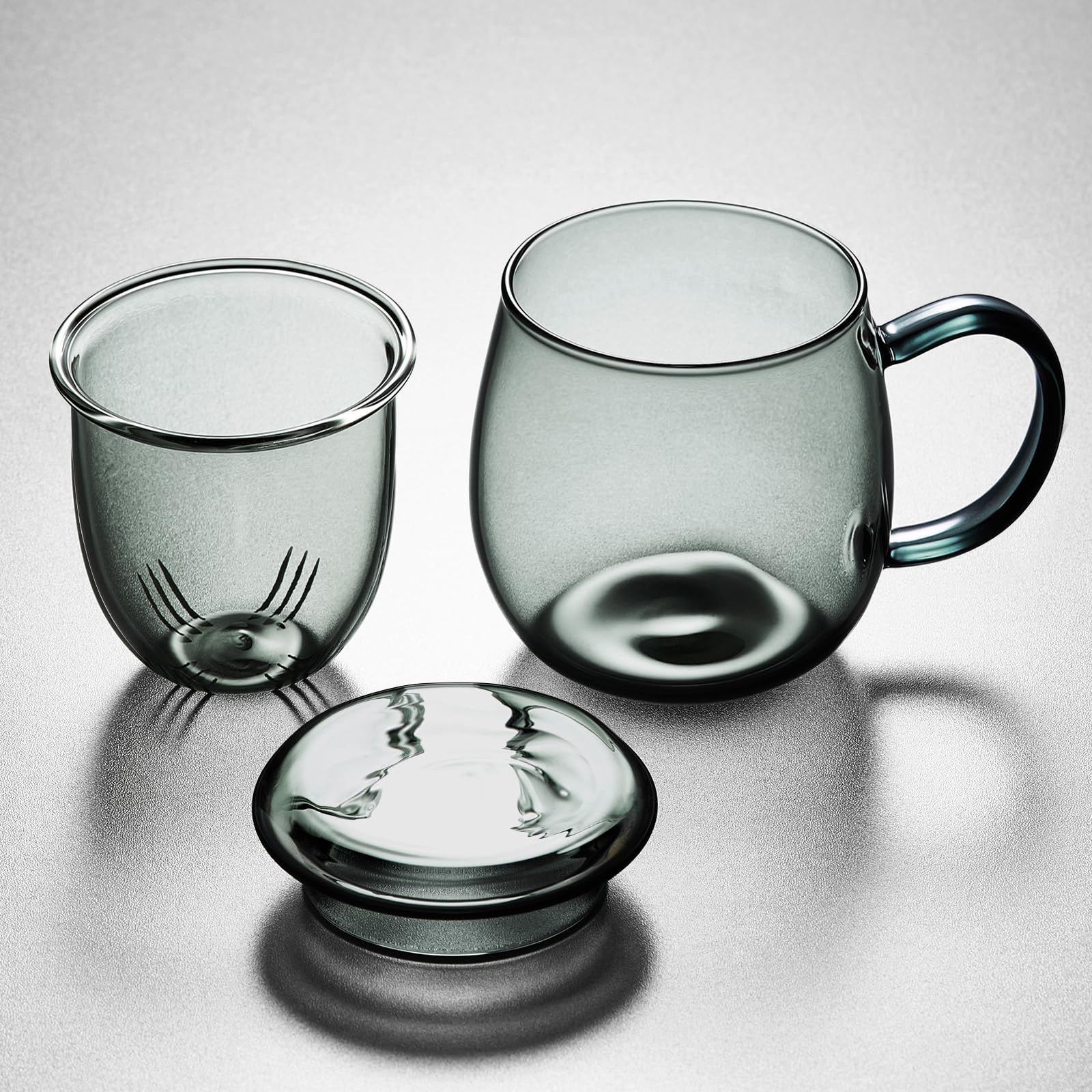 Dishwasher safe glass teacup with handle