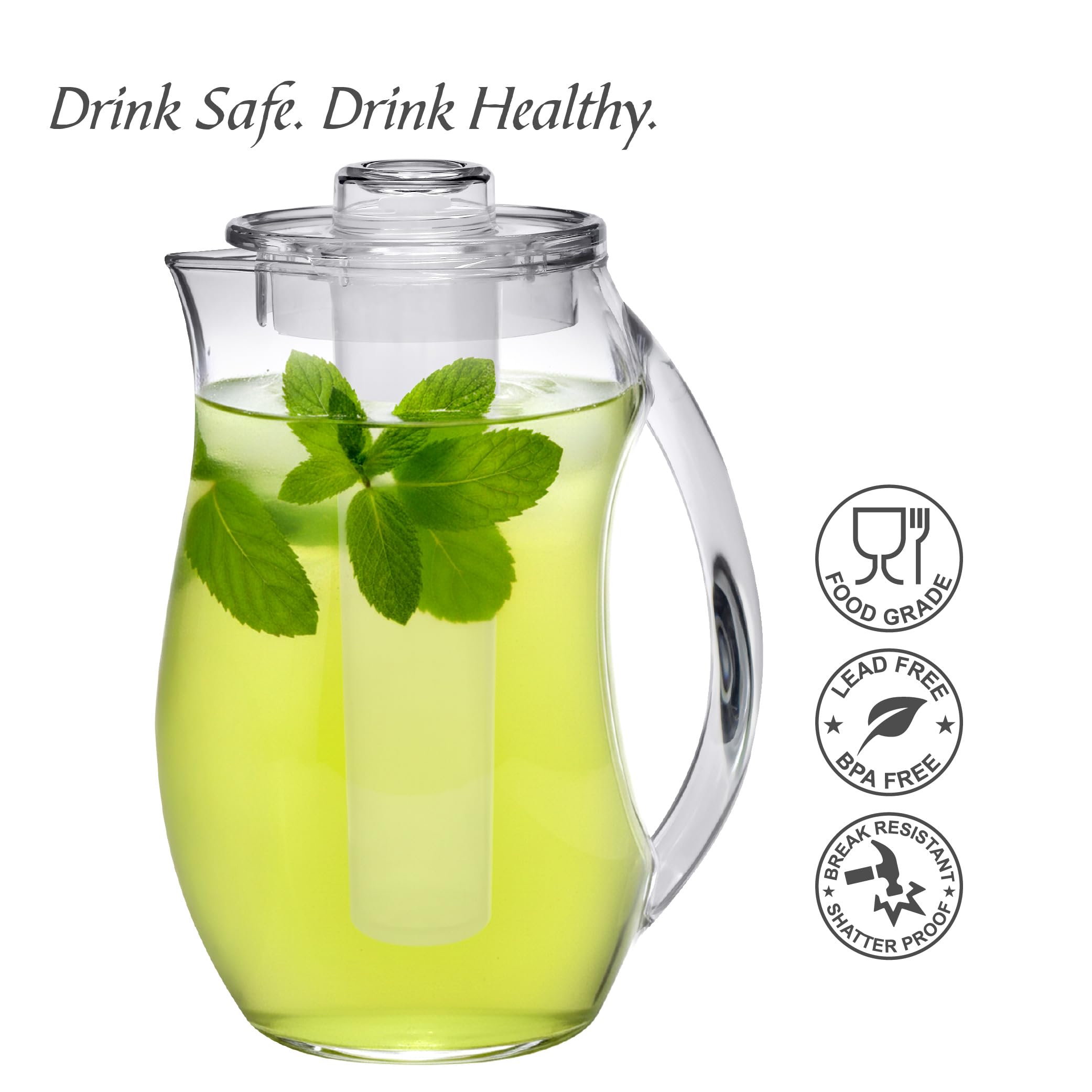 Fridge-ready pitcher with slim profile icely