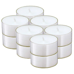 Clear white tea light candles in clear cups 12 pack