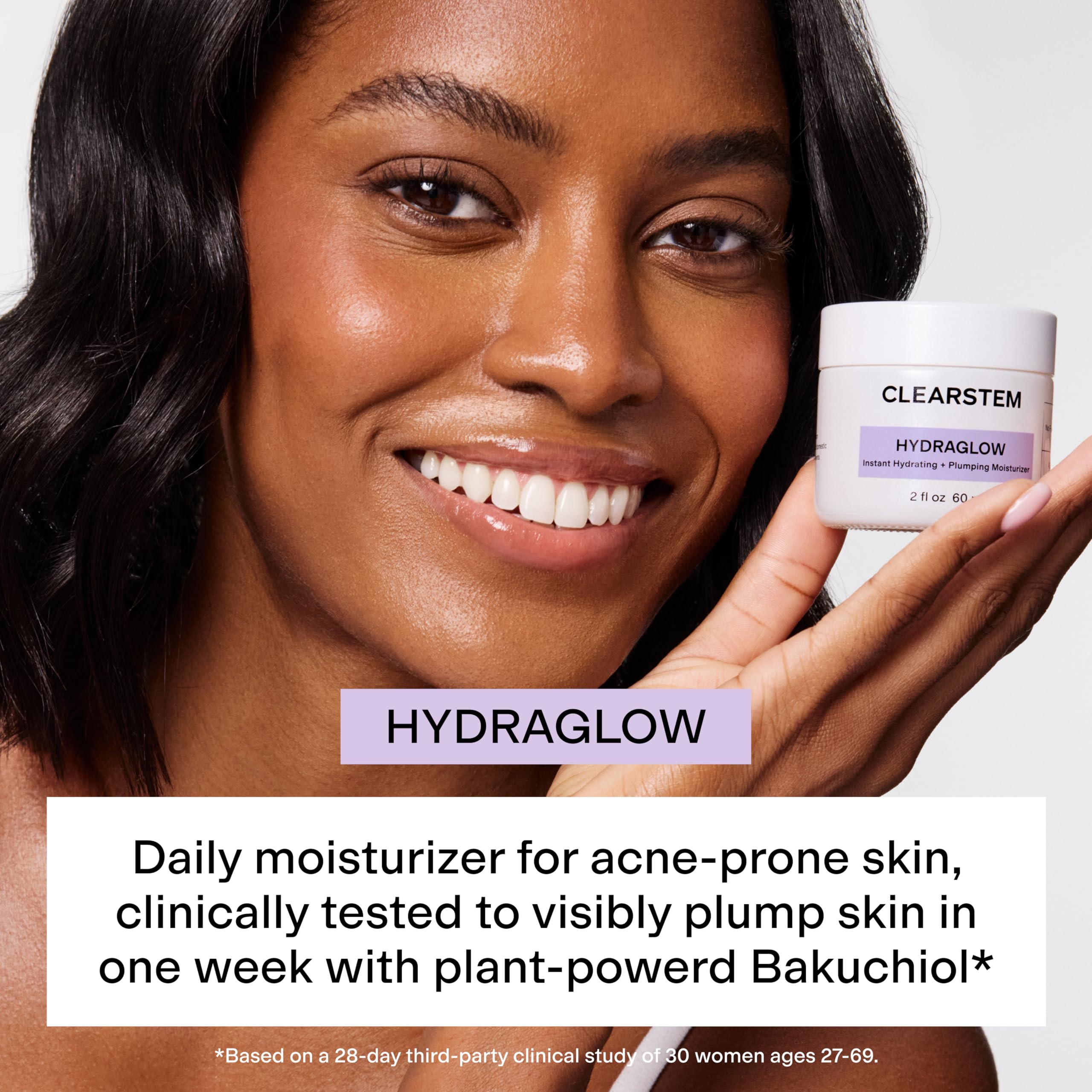 Bakuchiol Squalene ingredients on Hydraglow moisturizer packaging