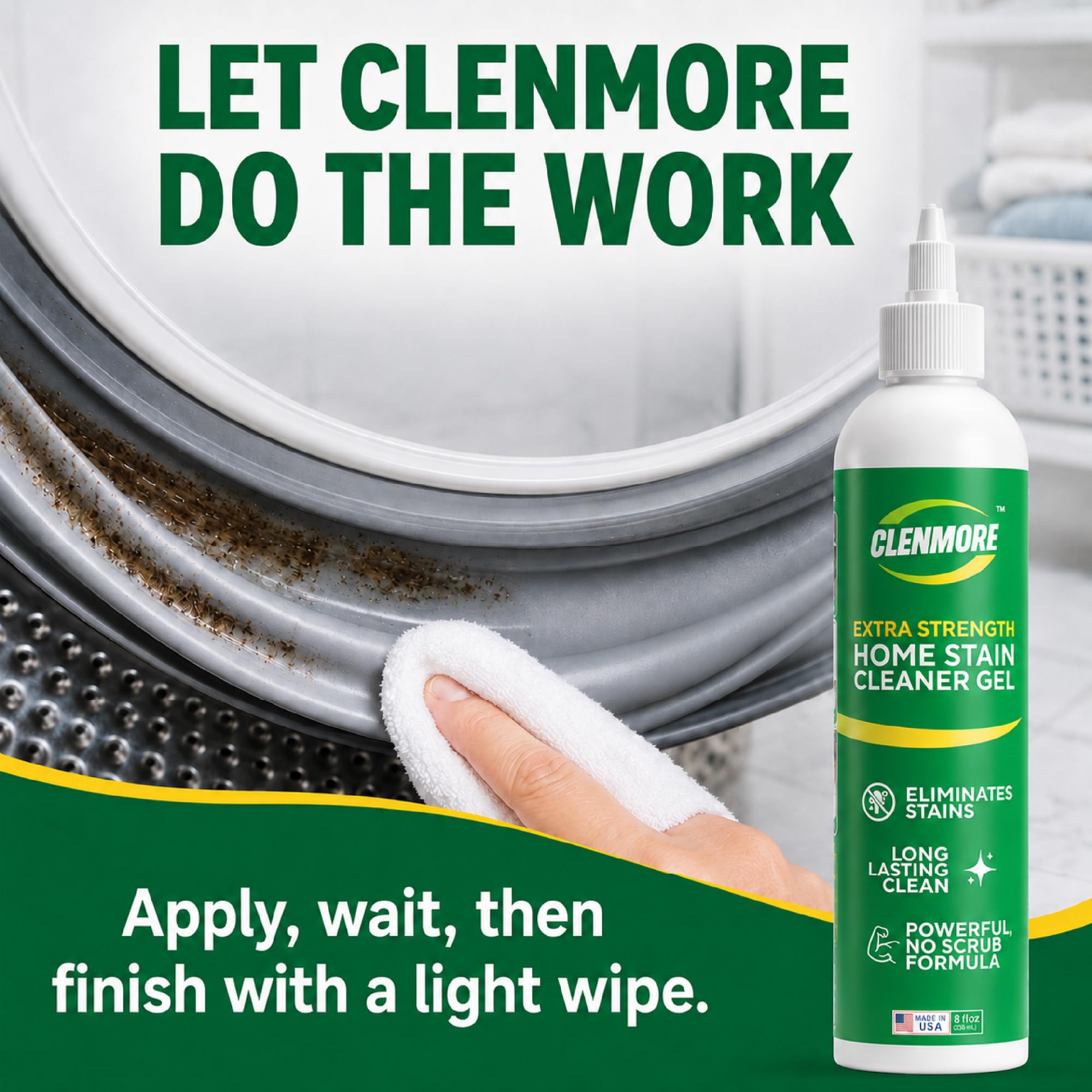 Washing machine cleaner front loader feature of Clenmore gel