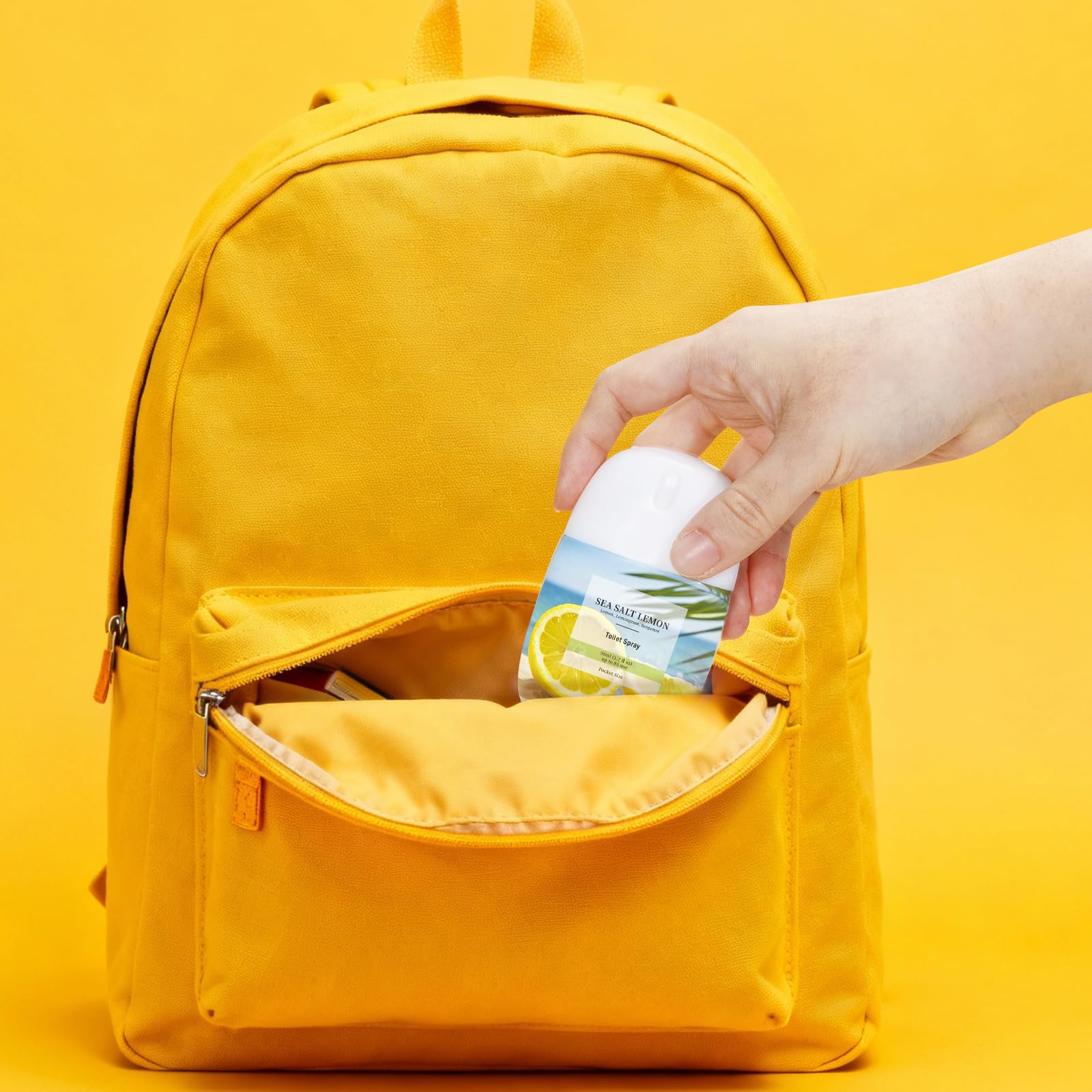 Compact portable packaging for on the go bathroom spray