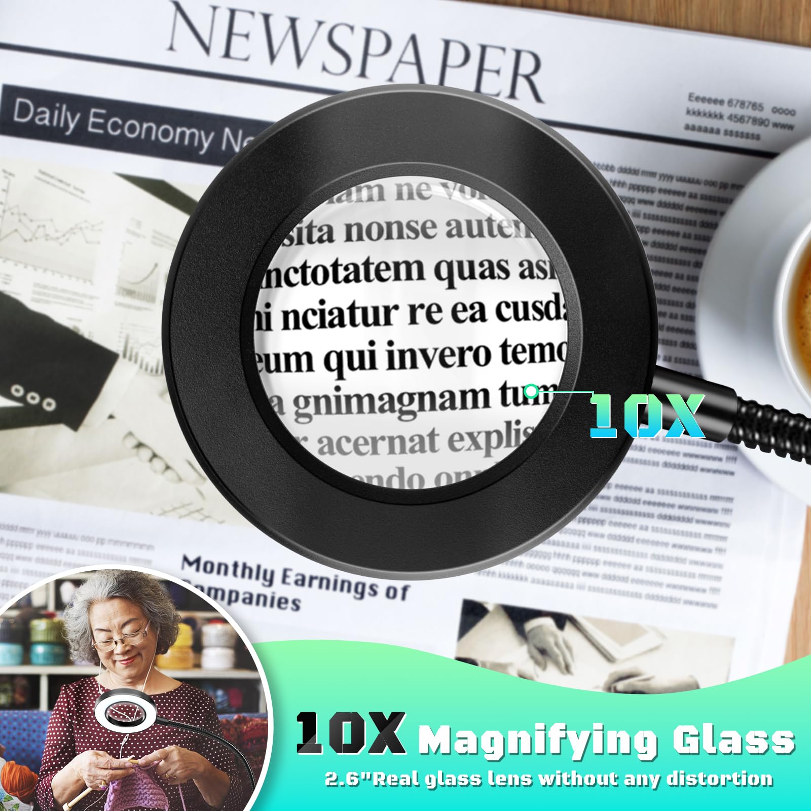 clip on magnifier lamp with adjustable gooseneck