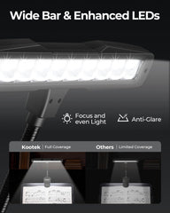 Clip-on piano lamp attached to piano stand