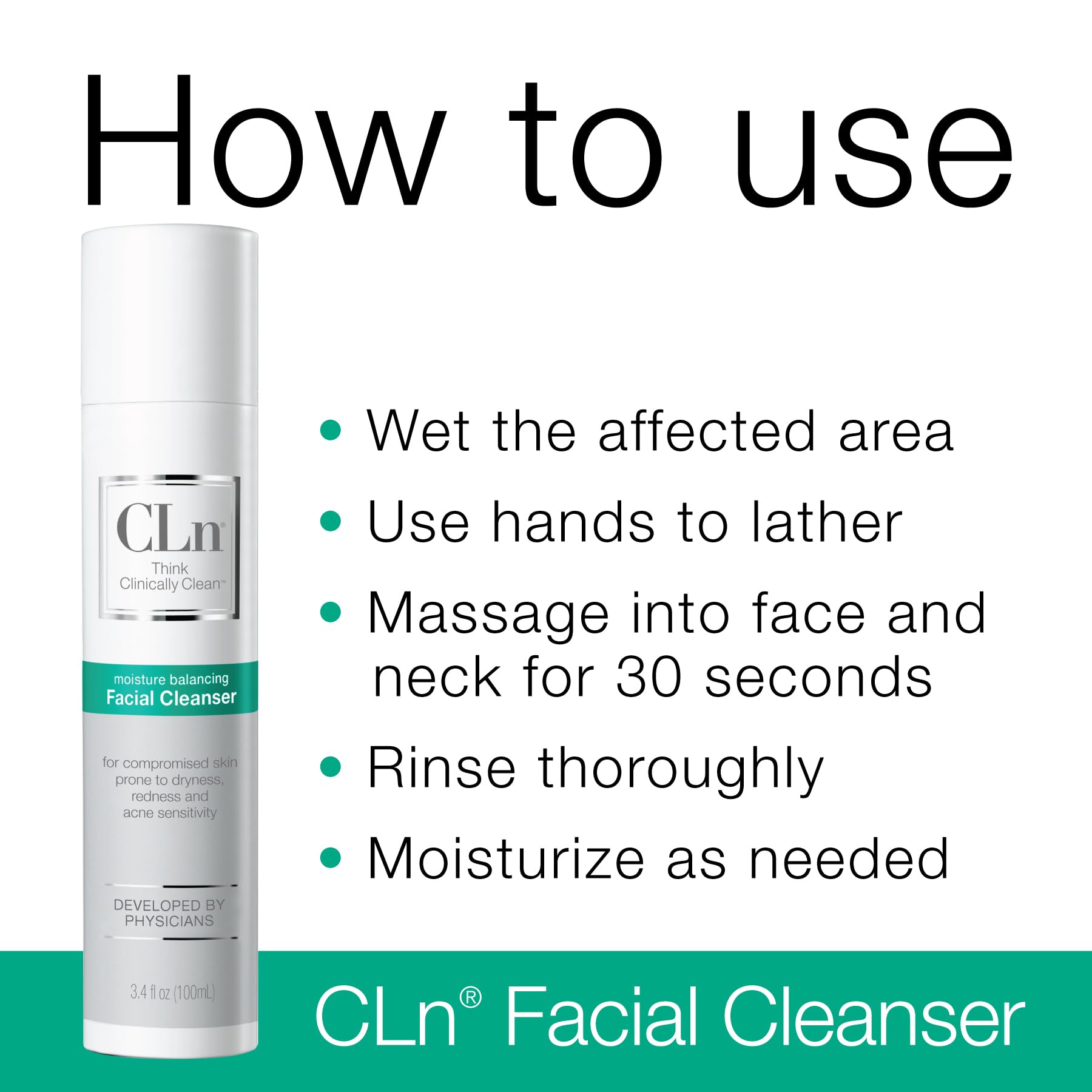 CLn facial cleanser for dryness eczema redness irritation acne sensitivity