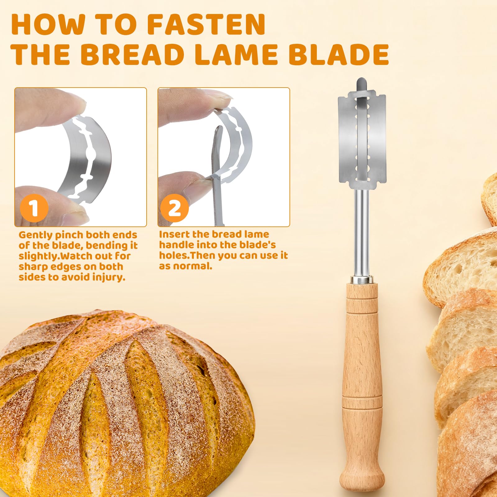 Rust-resistant bread lame blades set for home baking