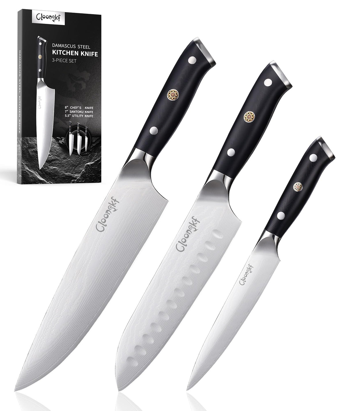 Cloongkf 8 inch Chef Knife from Damascus set