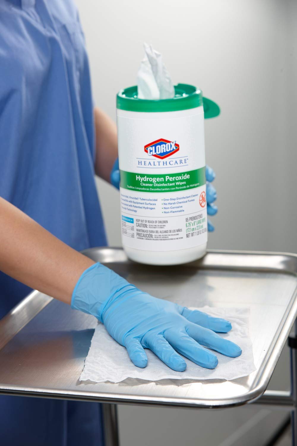 Nonflammable wipe safe for healthcare settings