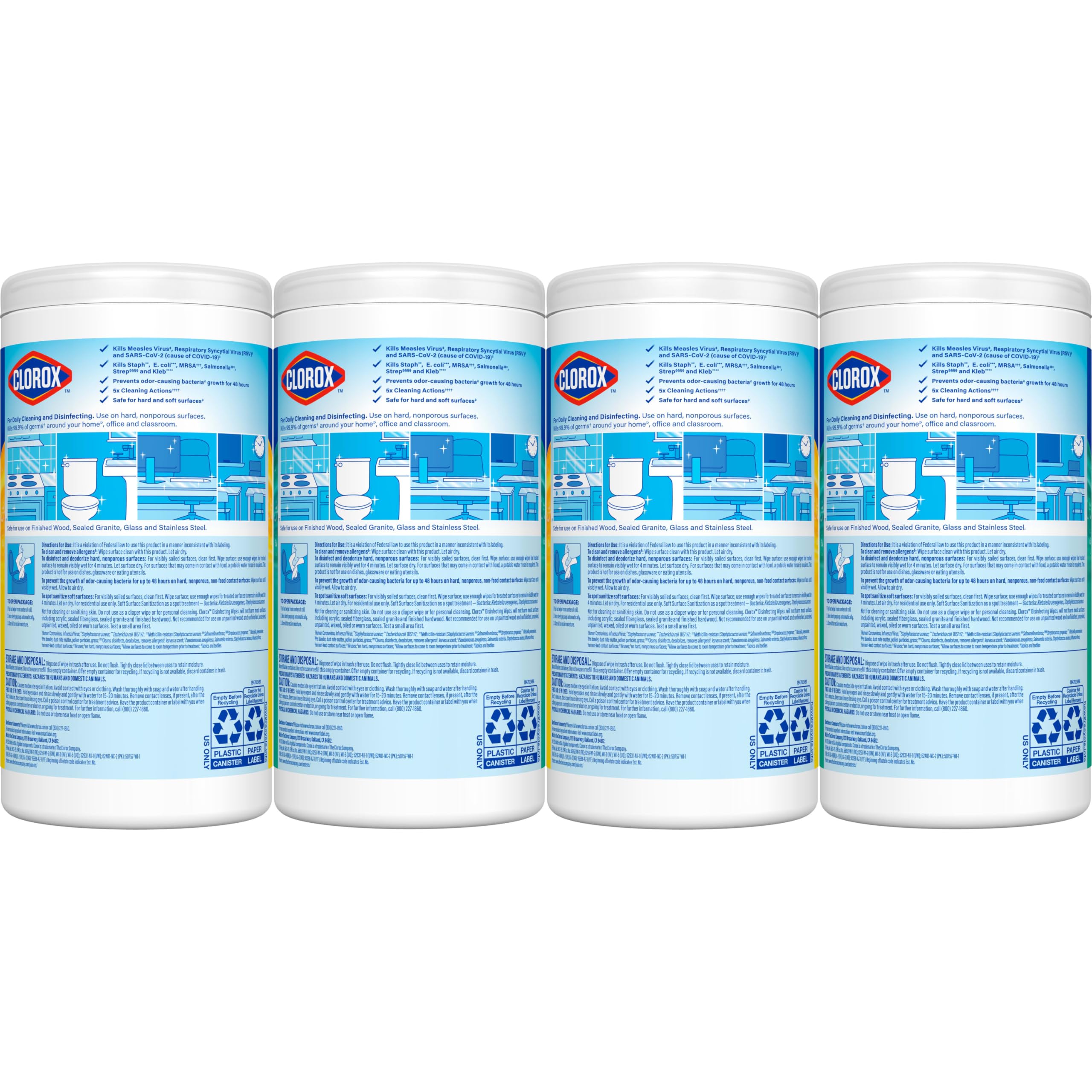 Pack of 4 Clorox Disinfecting Cleaning Wipes