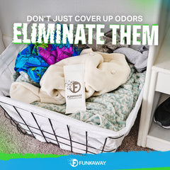 Closet sachet odor eliminator placed in a drawer