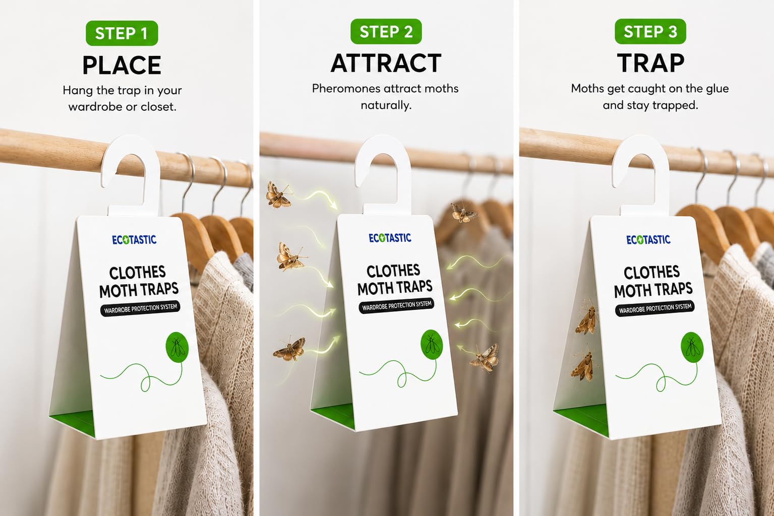 Traps placed in closets wardrobes to protect fabrics