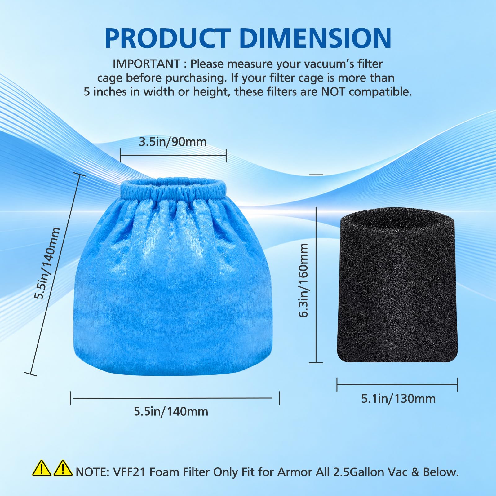 Armor All compatible cloth filter for wet/dry vacuums