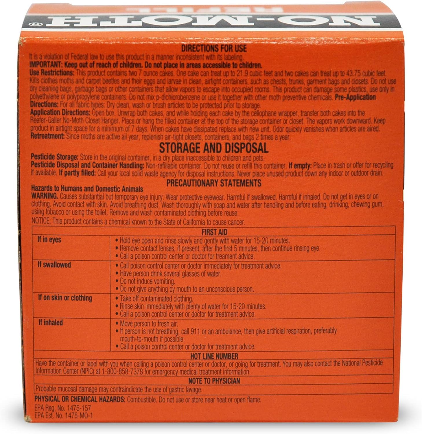 Clothes moths eggs and larvae protection kit in closet refill