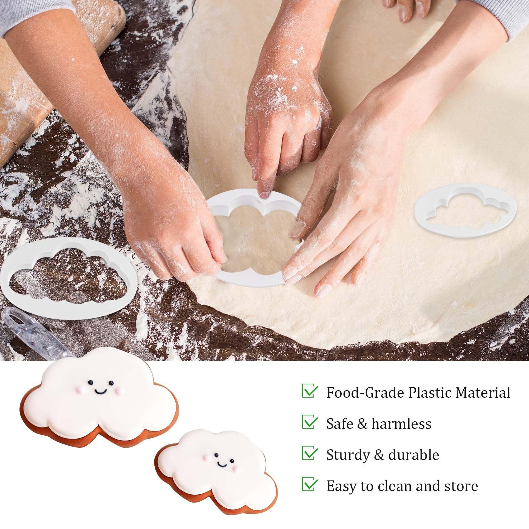Durable non-toxic plastic cloud fondant cutters