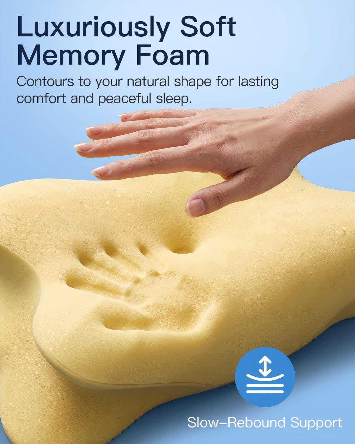 CloudNook cervical pillow branding closeup
