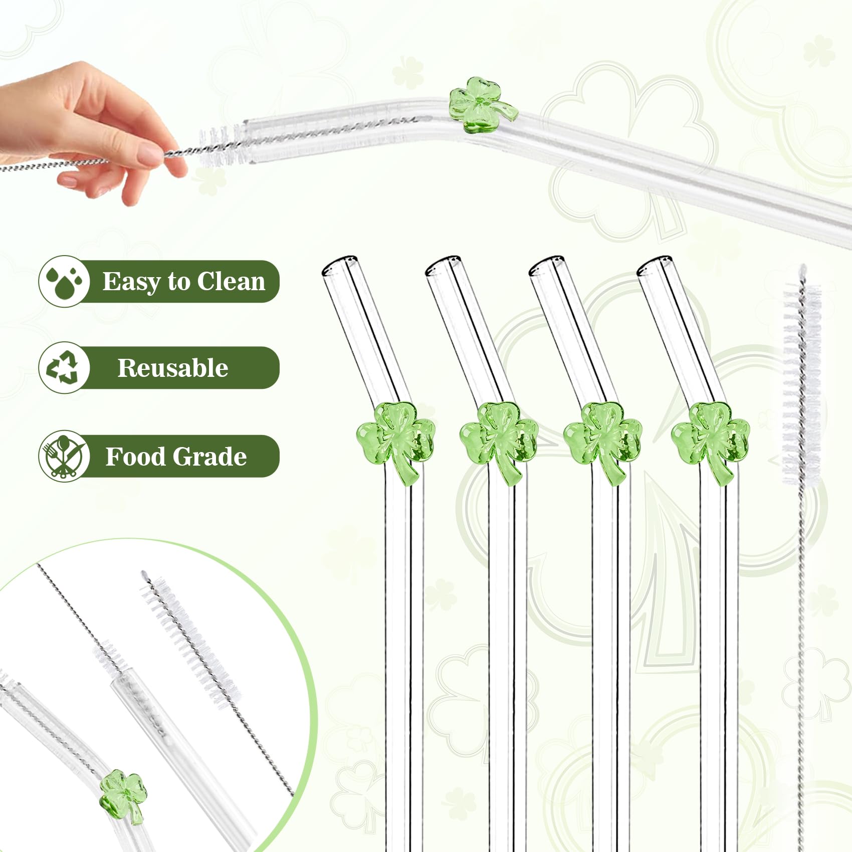 Clover themed drinking straw for Irish celebration