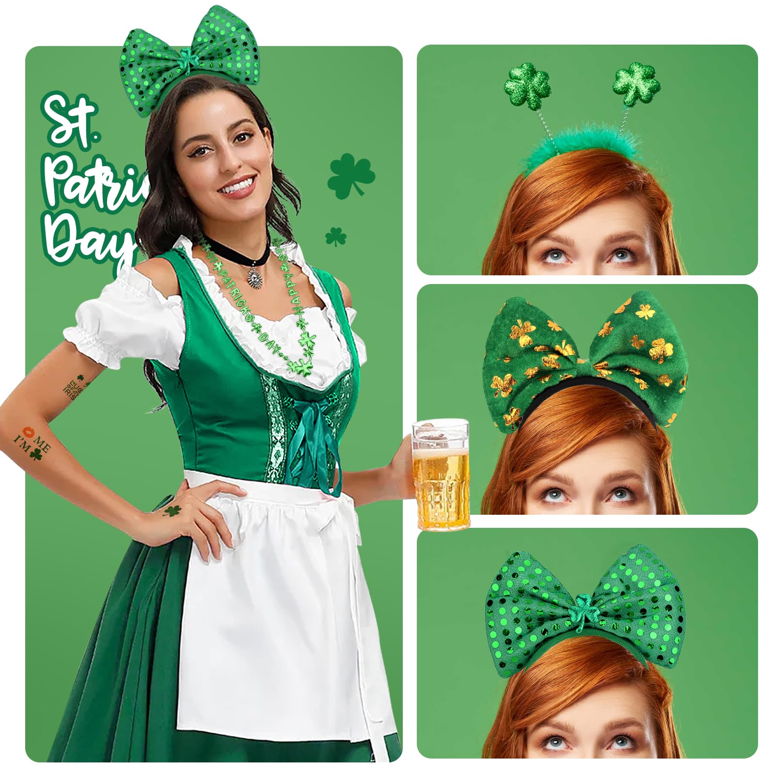 Green hats headbands for St Patrick's Day celebration