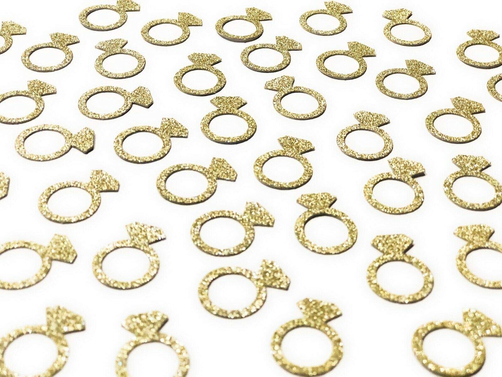 CloverCrafts 50 gold glitter engagement ring confetti 1 inch each