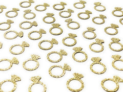CloverCrafts 50 gold glitter engagement ring confetti 1 inch each