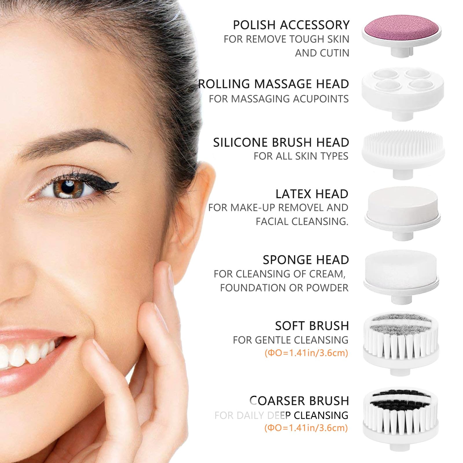 Six replaceable brush heads included with CLSEVXY brush set