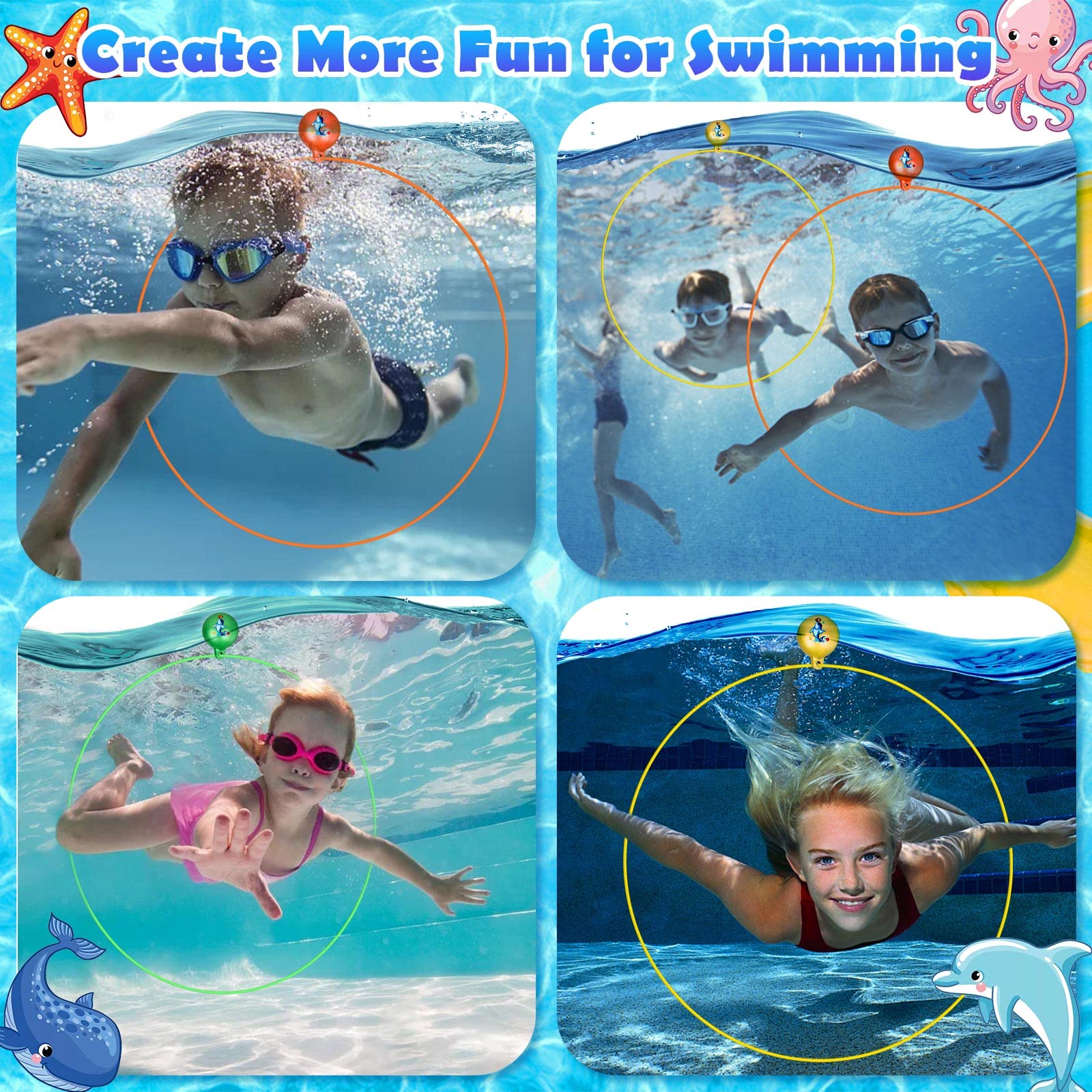 3-piece set of diving thru rings with inflator image