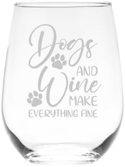 CM Dogs stemless wine glass 17oz side view