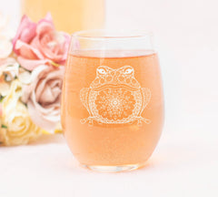 Frog lovers gift nature design stemless wine glass