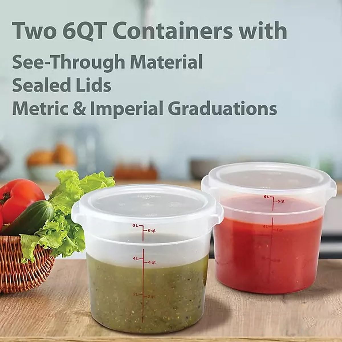 Airtight lid shown on round food storage container