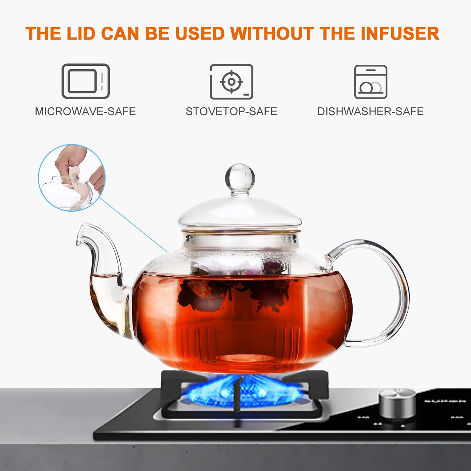 Removable infuser teapot CNGLASS 20.3 oz